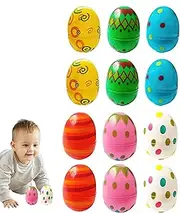 Egg Trays for Easter Eggs - Easter Eggs for Filling, Empty Eggs for Egg Hunting, Pack of 12 Empty Easter Baskets, Party Favors and Crafts, Colourful and Luminous Shells, Dec