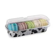 6.5x2.6x1.2 Inch Disposable Loaf Pans With Lids,100 Rectangle Cow print