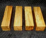 (2) TWO 3"×3"×12" Nice Spalted Ambrosia Maple Turning Blank. Carving Spindles