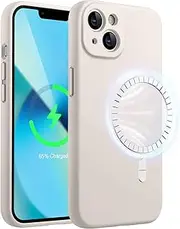 [JETech] Magnetic Silicone Case for iPhone 13 6.1-Inch, Compatible with MagSafe, Silky-Soft Touch Phone Cover with Camera Lens Full Protection (Stone)