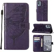 [AAOCLO] Luxury 360 Full Body Protective Shell Compatible with Nokia C31 X30 5G TA-1499 TA-1497 TA-1450 TA-1443 Leather case Lanyard Wallet Clip flip Covers Cases (Dark Purple,Nokia X30 5G)