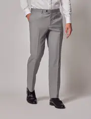 Hawes & Curtis Light Grey Twill Wool Slim Fit Suit Trousers Size: 36" (EU 52)