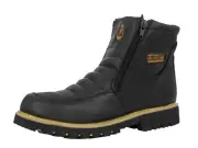 Mens Leather Work Boot Soft Toe Black Zip Hombre Bota Trabajo Size 9.5, 10, 10.5