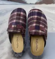 Sundance Catalog NIB Plaid Mules Women's Cork Comfort Slip On