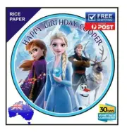 Frozen Elsa Edible Rice paper Image Cake Birthday Party Topper Personalised 19cm