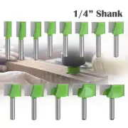 Double Flute Straight Router Bit Set 1/4" Shank, Carbide Cleaning Bottom Bits