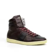 Saint Laurent Men's Maroon and Black Leather Hi Top Shoes 40M/US 7 418026 6162