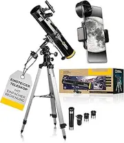 76/700 EQ Reflector Telescope - Astronomy Telescope for Beginners 76mm Main Mirror Equatorial Mount Includes Smartphone Holder and Tripod