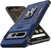 ELEPIK Google Pixel 7 Pro Case with Camera Cover, Ring Kickstand [2 Stand Way, Horizontal or Vertical], [Military Grade Heavy Duty Protective] Phone Case for Google Pixel 7 Pro (Navy Blue)