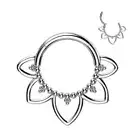 Piercing Ring Segment Titanium Silver Hearts Beaded ( Ear, Daith , Septum)