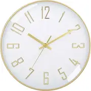 SHUTKMVCW Wall Clocks Battery Operated,12 inch Large Wall Clock Silent Non Ticking Modern Wall Clocks for Living Room Bedroom Office Classroom, Kitchen Wall Clock (White and Gold)