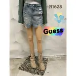 N1628 GUESS 珍珠刷破不修邊牛仔迷你裙短裙DENIM SKIRT WITH PEARL DECORATIONS