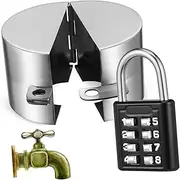 Yardwe 1Set Outdoor Cover Lock with Coded Padlock Easy Installation Spigot Protector for Secure Protection Gardens Homes and Vacation Properties Low Maintenance