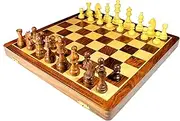 18 x 18″ Collectible Wooden Folding Chess Game Board Set+Wooden Crafted Pieces With Extra Queen