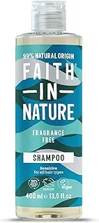 Faith In Nature Natural Fragrance Free Shampoo, Sensitive, Vegan and Cruelty Free, SLS or Parabens Free for All Hair Types 400ml