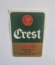 Courage Crest Lager 740ml Brand Original Unused Beer Bottle Paper Label - A45