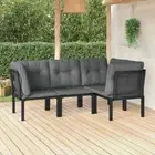 4 PCS Garden Lounge Set Modular Design Outdoor Furniture Patio Setting Black