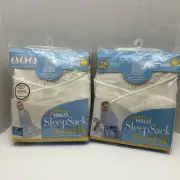 2 Halo Sleep Sack Swaddle Micro Fleece Newborn NB 6-12lbs Cream Birth-3 Months