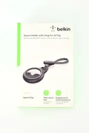 Belkin Ultra Secure Holder For AirTag With Twist And Lock Key Ring Strap (Black)