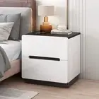 Foret Bedside Tables Drawers Nightstand Bedroom Storage Cabinet White Black 2 Dr