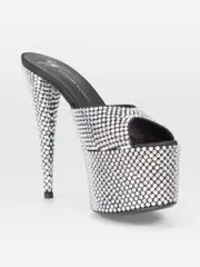 Black Crystal Embellished Aida Heels