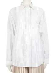 White Logo Stripe Button Down Shirt