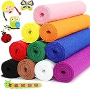 LOTOFUN 10pcs Stiff Felt Fabric Rolls Bundle, 8x35 Inch Assorted Classic Colors Series Non-Woven Sheets 1mm Thick for Patchwork,DIY Sewing Crafts,School Handmade Projects,Art Decoration, Blue,White