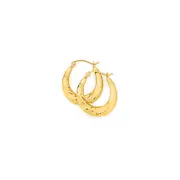 9ct Gold Beaded & Striped Creole Earrings
