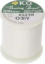 KO Nylon Beading Thread, Ivory Color, Japanese Pre-Waxed 100% Nylon, 330TEX, Tangle Resistant Knotting Cords, 50m /55 yds Spool, Use for Seed Bead Projects, Loom Work & Bead Weaving