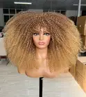 Sweece Long Curly Afro Wig With Bangs for Black Women 17 Inch, Ombre Blonde