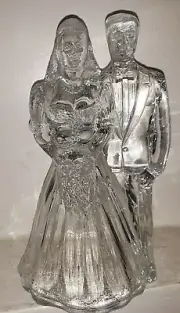 Cristal d'Arques 24% Lead Crystal 6 1/2" WEDDING Bride Groom Cake Topper France