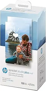 HP Sprocket Studio Plus 4 x 6” Photo Paper and Cartridges (Includes 108 Sheets and 2 Cartridges) – Compatible only with HP Sprocket Studio+ Printer