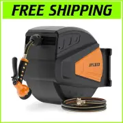 Effortless 100FT Retractable Hose Reel with 180° Swivel Bracket and Nozzle