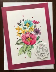 Handmade Greeting Card - Get Well Card, Feel Better Soon, Watercolor, Engraved