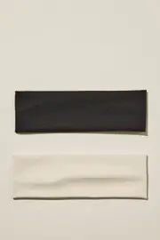 [Rubi] Rubi - 2Pk Soft Headband - Black & ecru smooth OS BLACK & ECRU SMOOTH