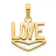 14k Yellow Gold LOVE w/Heart Pendant