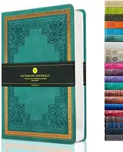 VICTORIA'S JOURNALS Leatherette Vintage Journal Hard Cover Lined Notebook Old Looking Travel Diary Teal, 5.7'' x 8.1''
