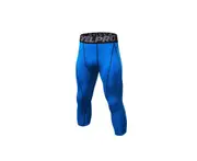 Men'S Compression Capri Shorts Baselayer Cool Dry Sports Tights - Blue