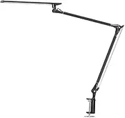 Phive LED Desk Lamp Architect Task Lamp Metal Swing Arm Dimmable Drafting Table Lamp with Clamp (Touch Control Eye-Care Technology Highly Adjustable Office Craft Studio Workbench Light) Black