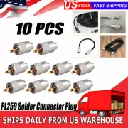 10x UHF PL259 Solder Male Plug For RG8X Coaxial Coax Cable Connector Fast Ship U