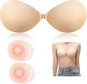 [ANGELEMM] Invisible Sticky Bra Push Up - Stick on Bras for Women, Reusable Adhesive Backless Strapless Push Up Bra, Women's Silicone Bras for Weddings Party Dress