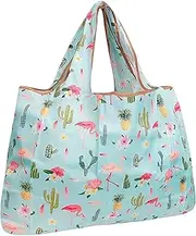 allydrew Large Foldable Tote Nylon Reusable Grocery Bag, Tropical Paradise