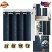 Elegant 80% Blackout Curtains - Embossed Geometric Panels, 63" Length Set of 2