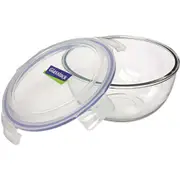 Glasslock Mixing & Storage 2L Glass Bowl Round w/ Lid Kitchen Container Clear