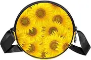[FVQL] Round Crossbody Bag Purse Messenger Bag Shoulder Bag, sunflower pattern