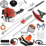 Efficient 5 in 1.52cm³ Hedge Trimmer, 2 Stroke Gasoline Grass Trimmer, Gas Powered Multifunction Air Cooled Lawn Mower, Extension Rod, Grooming String Trimmer