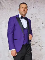 NWT 50R PURPLE MENS SUIT, TAILOR FIT, 2 SIDE VENT, FLAT FRONT PANTS,