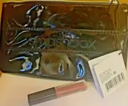 Smashbox Lip Gloss & Faux Patent Leather Black Cosmetic Bag Travel Set NEW
