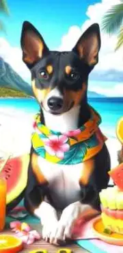 Basenji Tricolor Summer Fun Beach Towel