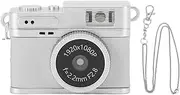 SENECESLI Mini Camera Keychain, 1080p Small Retro Camera for for Photo Video Travel Vlog, with 128GB Storage, Built in 4 Filters, 0.96inch HD Screen (White)